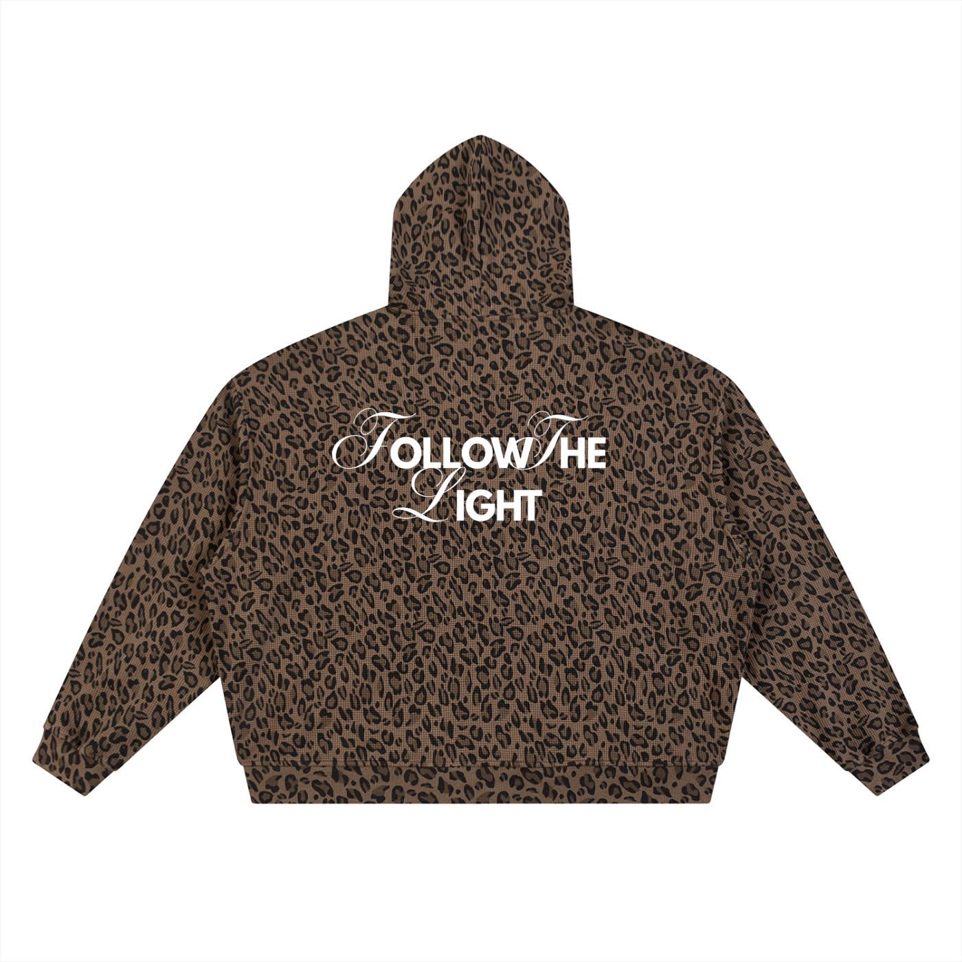 Unisex Leopard Print Waffle Full Zip Hoodie