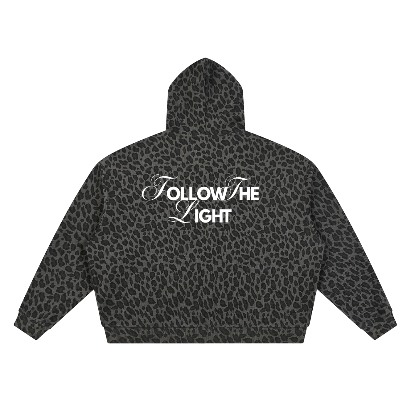 Unisex Leopard Print Waffle Full Zip Hoodie