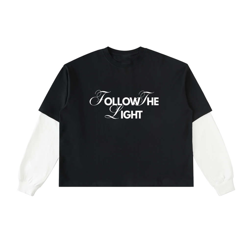 Layered Contrast Sleeve Cotton T-Shirt