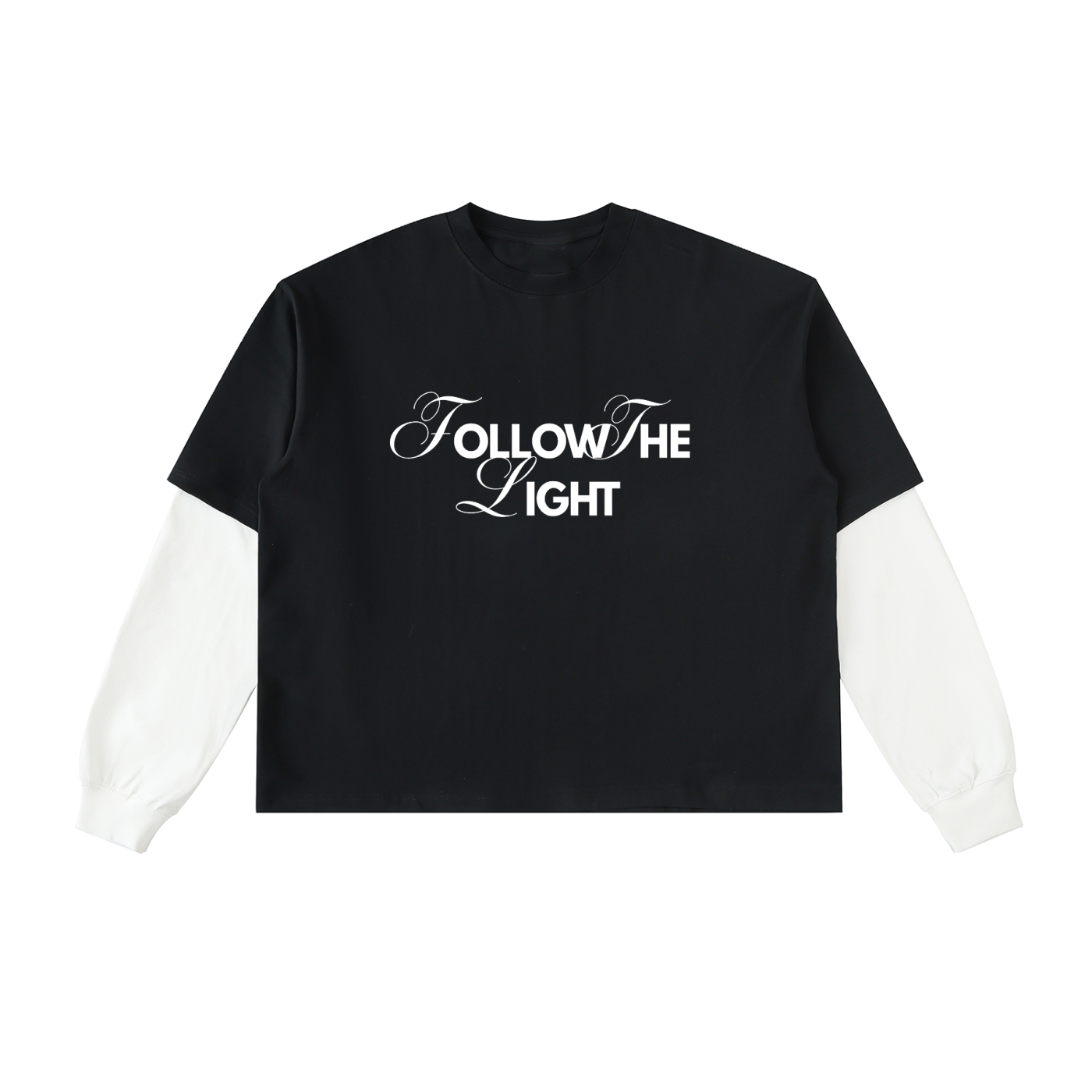 Layered Contrast Sleeve Cotton T-Shirt