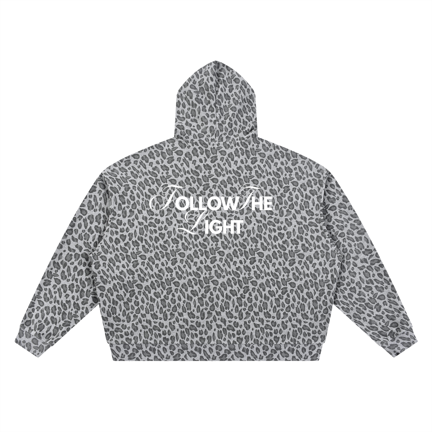 Unisex Leopard Print Waffle Full Zip Hoodie